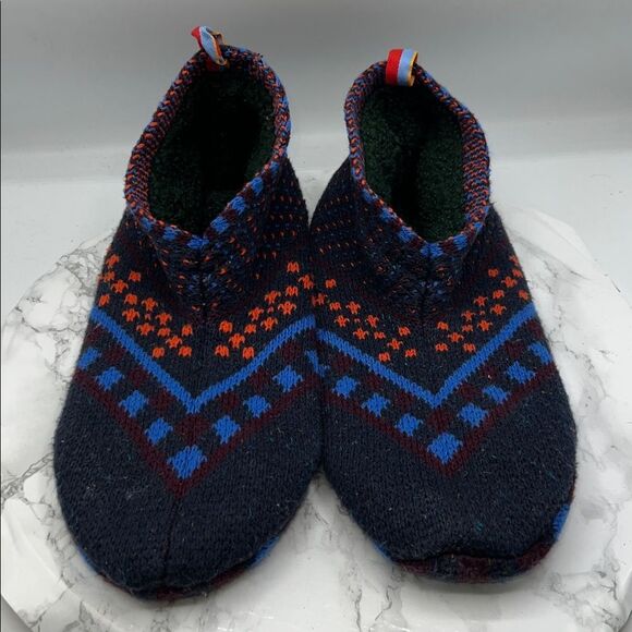 BOMBAS Fair Isle Multicolor Knit Sherpa Lined Gripper Slipper-L - Picture 3 of 8